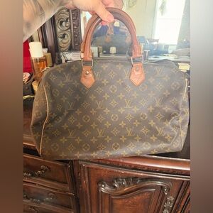LV Monogram Canvas Satchel Handbag in Brown and Tan